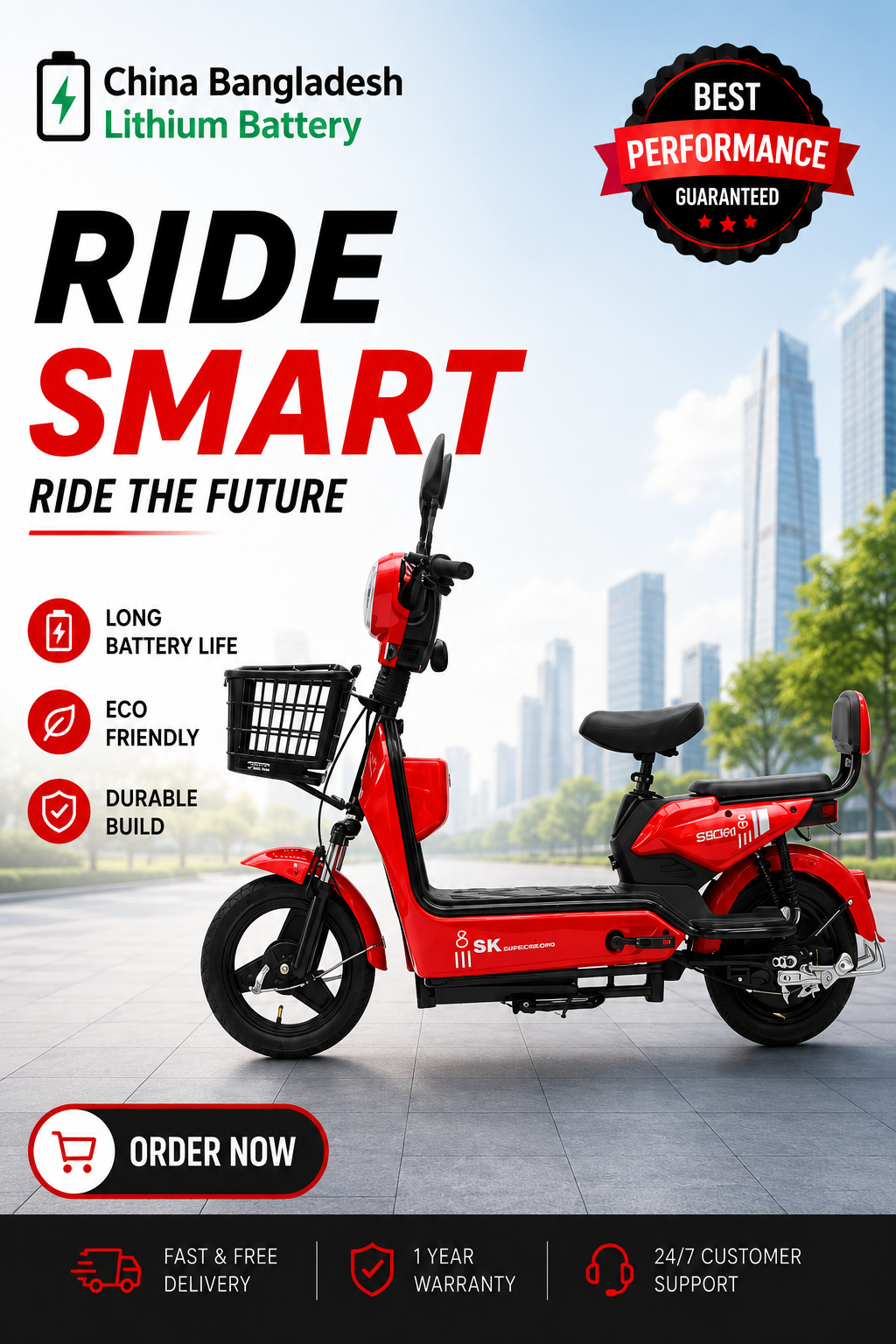 Stylish 48V Electric Bike with Long-Lasting Battery Life